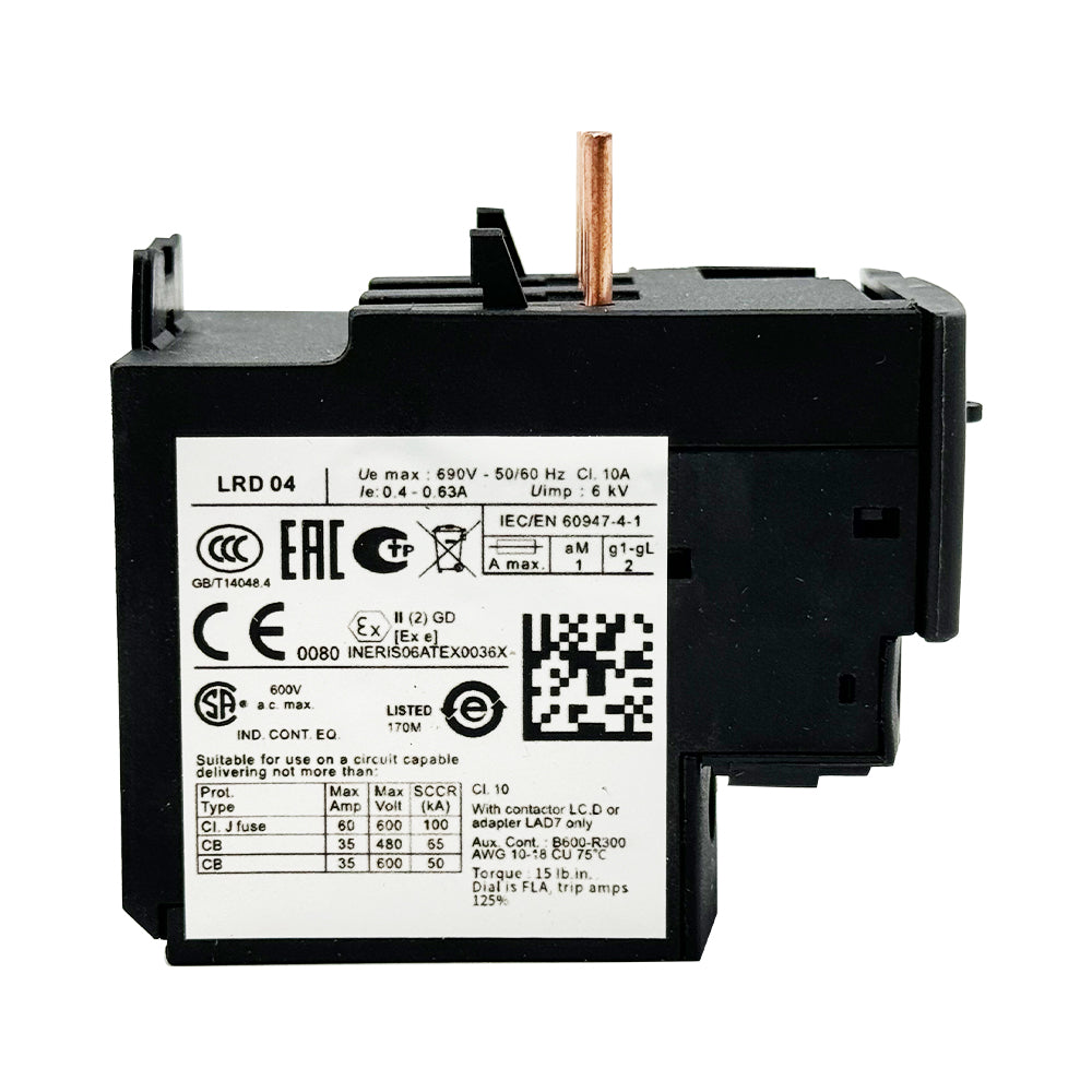LRD04 Thermal Overload relays 0.4-0.63A apply to new LC1D contactor