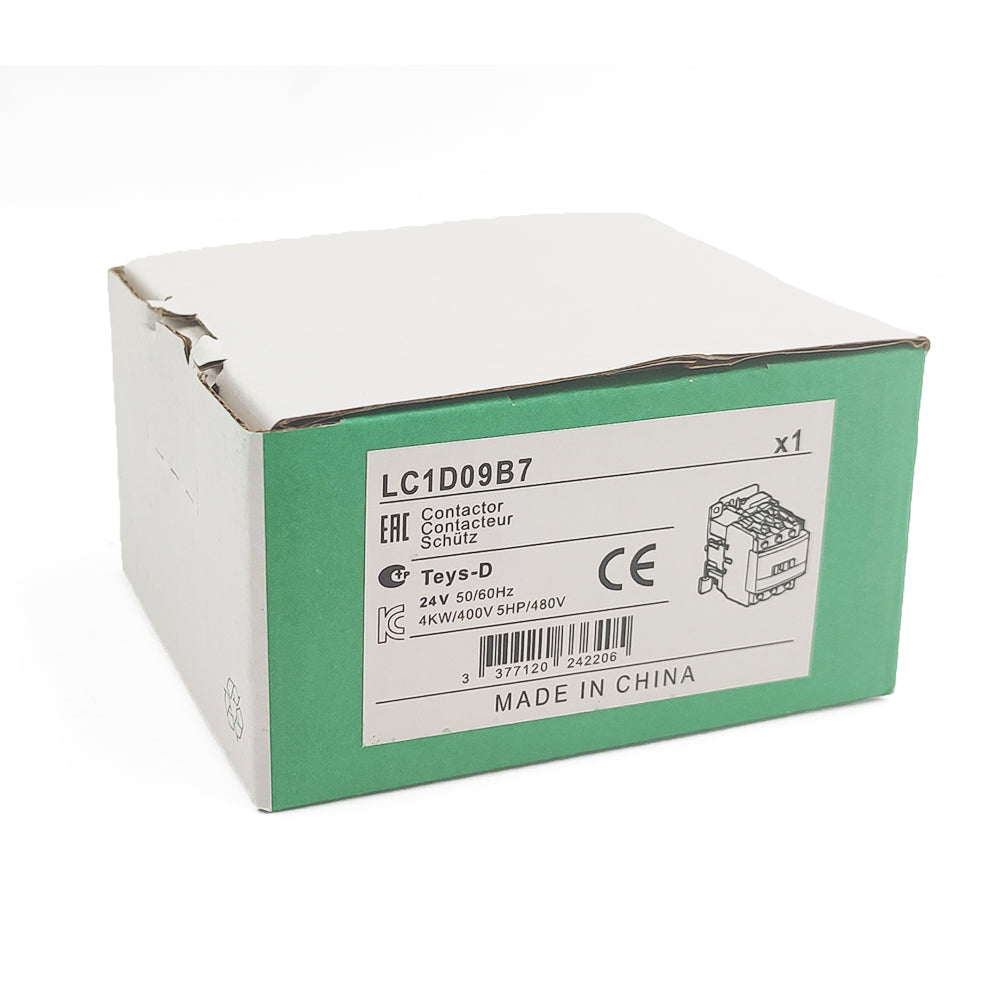 LC1D09B7 Contactor 24V coil same as Schneider LC1D09B7 3P 3NO 9A AC