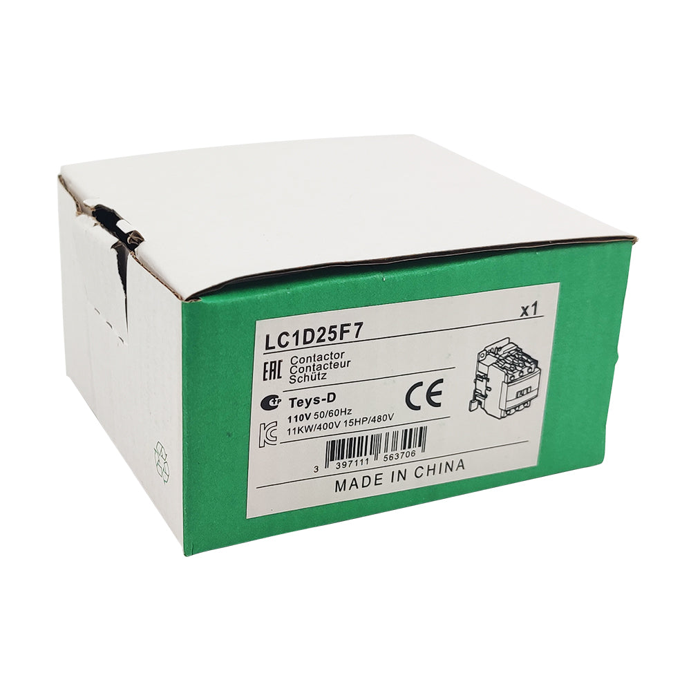 NEW LC1D25F7 Contactor 110V coil 3P 25A AC replace Schneider LC1D25F7