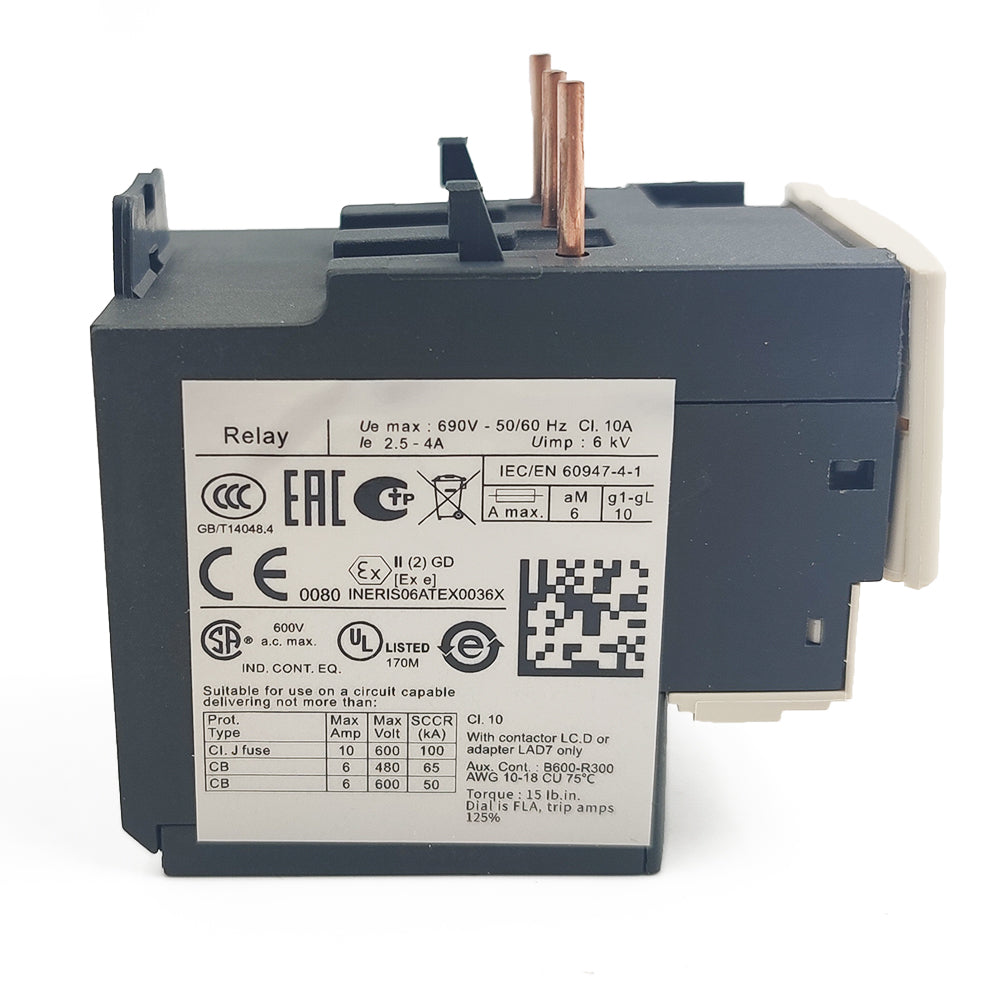 LRD08 Thermal Overload relays 2.5-4A apply to new LC1D contactor