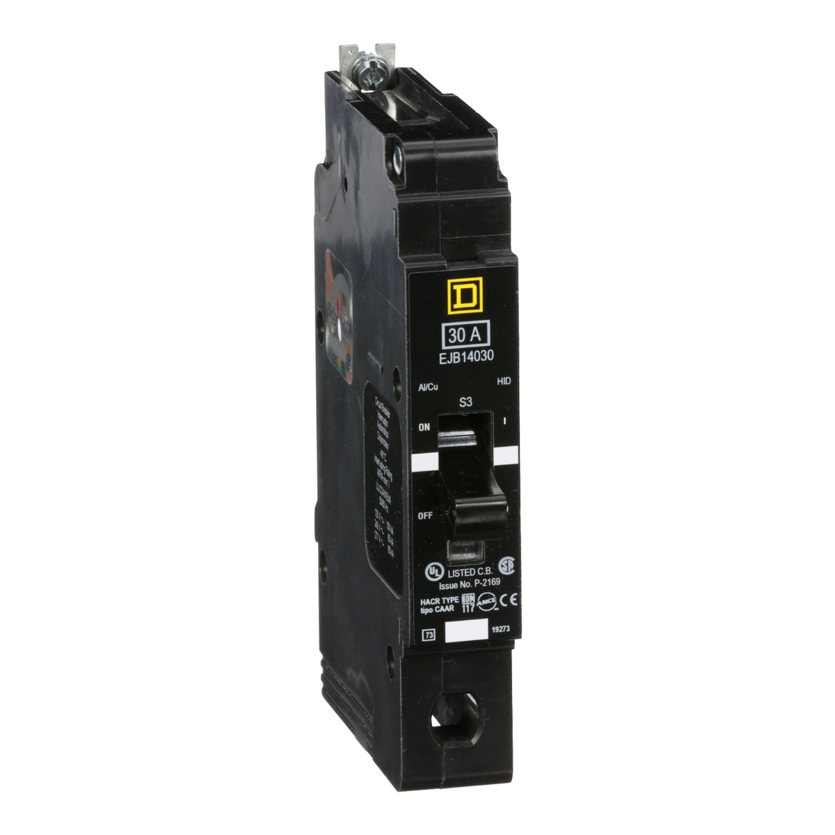 EJB14030 Mini circuit breaker, E-Frame, 30A, 1 pole, 277VAC, 100kA max, bolt on