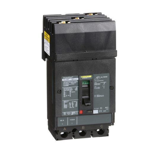 HJA36060  Circuit breaker, PowerPacT H, 60A, 3 pole, 600VAC, 25kA, I-Line, thermal magnetic, 80%, ABC