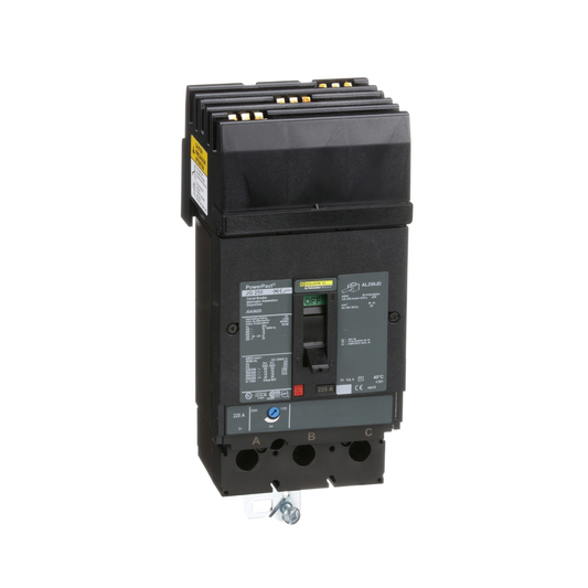 JGA36225 Circuit breaker, PowerPacT J, 225A, 3 pole, 600VAC, 18kA, I-Line, thermal magnetic, 80%, ABC