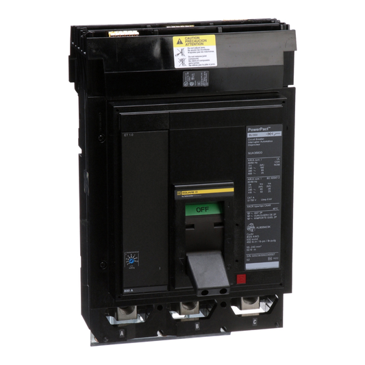 MJA36800 Circuit breaker, PowerPacT M, 800A, 3 pole, 600VAC, 25kA, I-Line, ET 1.0, 80%, ABC